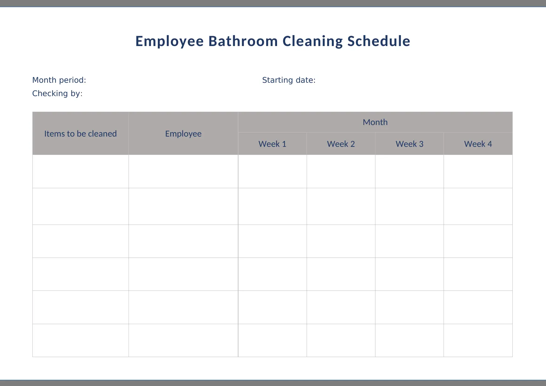 Employee Bathroom Cleaning Schedule Template