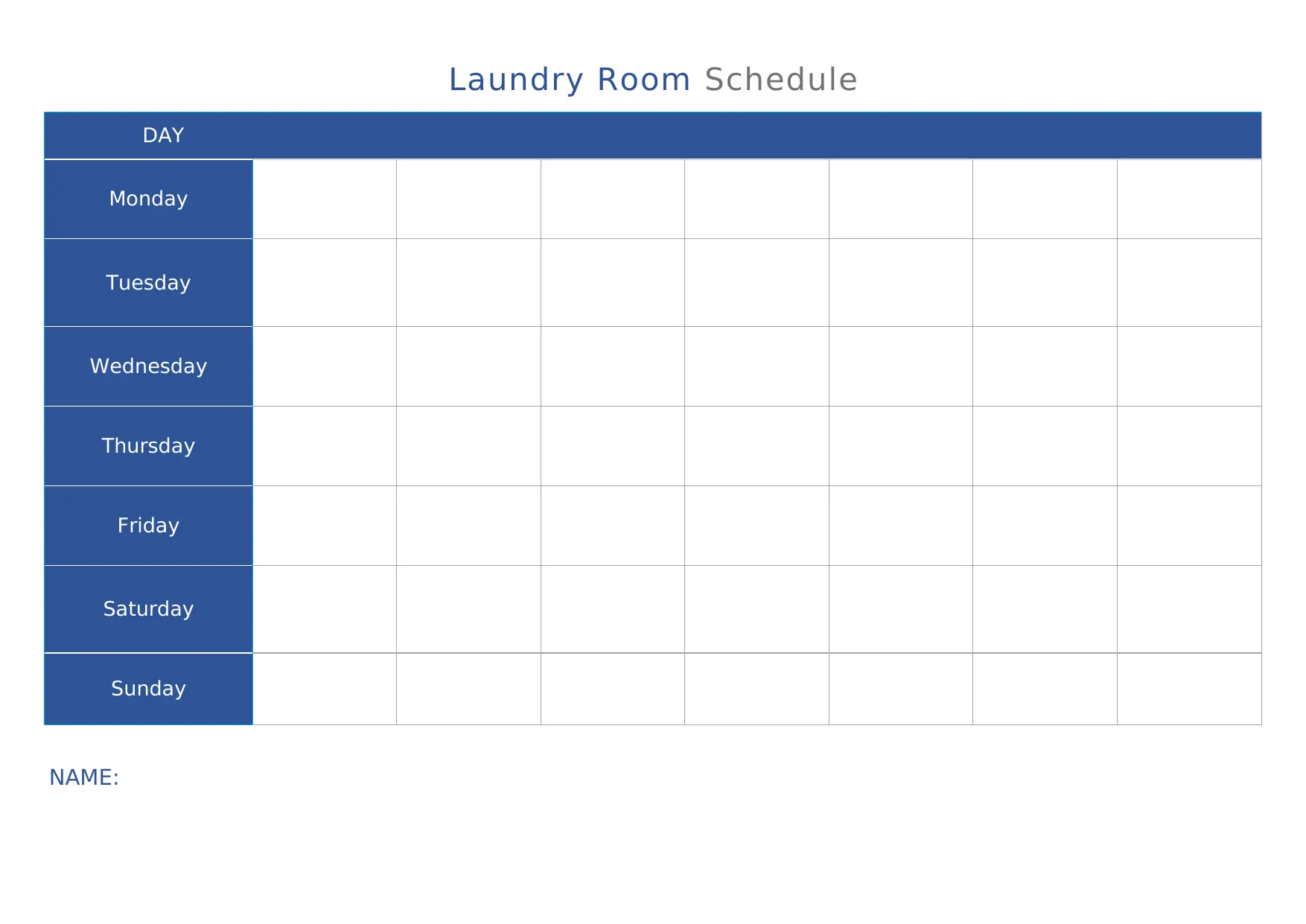 Laundry Room Schedule Template