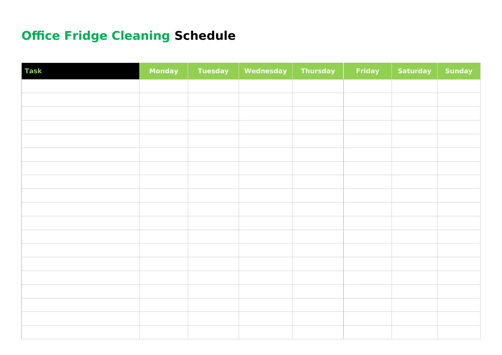 Office Fridge Cleaning Schedule Template