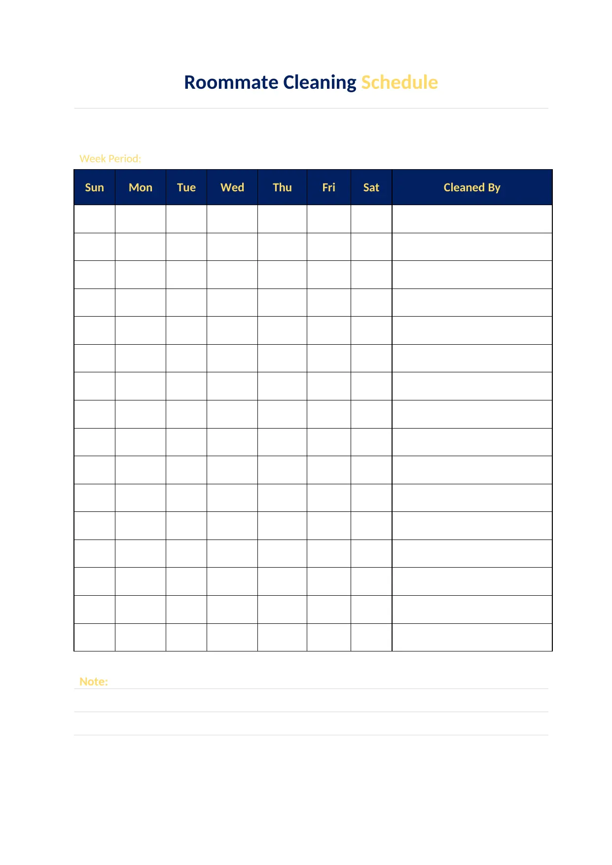 Free Roommate Cleaning Schedule Template: Word PPT PDF