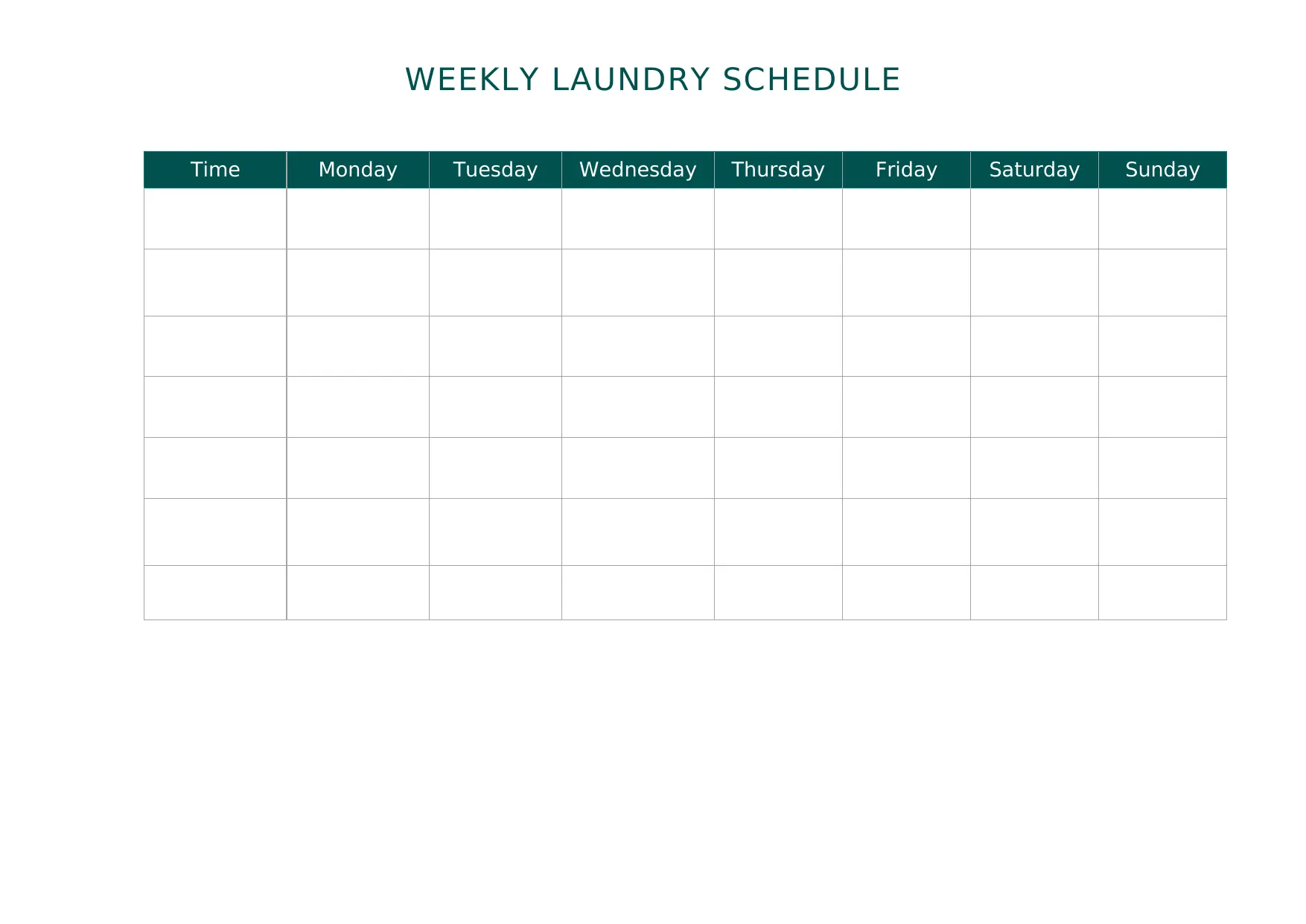 Weekly Laundry Schedule Template