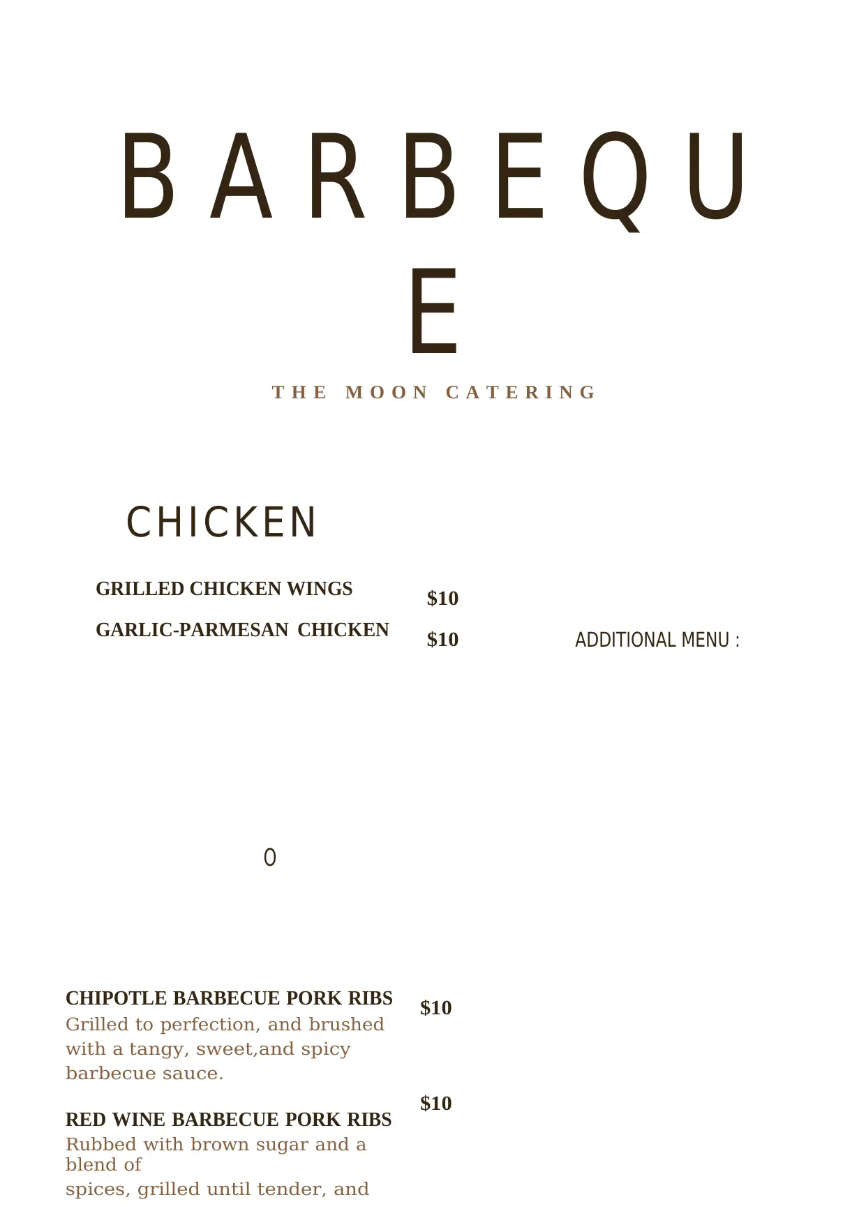 BBQ Catering Menu Template