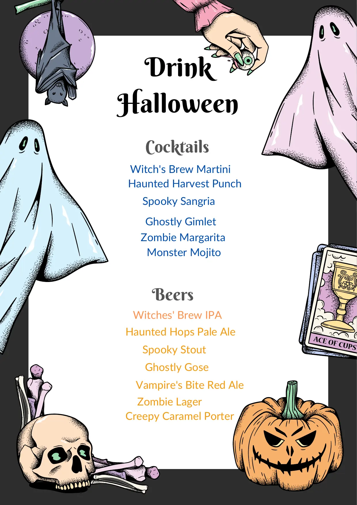 Editable Halloween Drink Menu Template