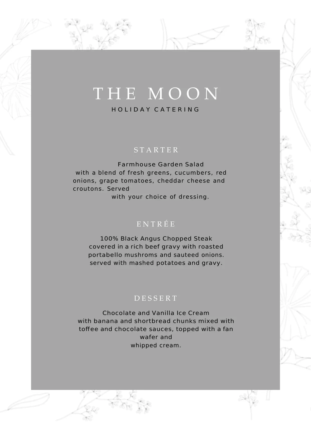 Holiday Catering Menu Template