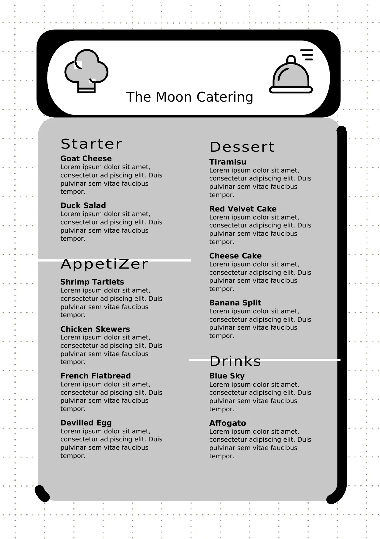 Printable Catering Menu Template