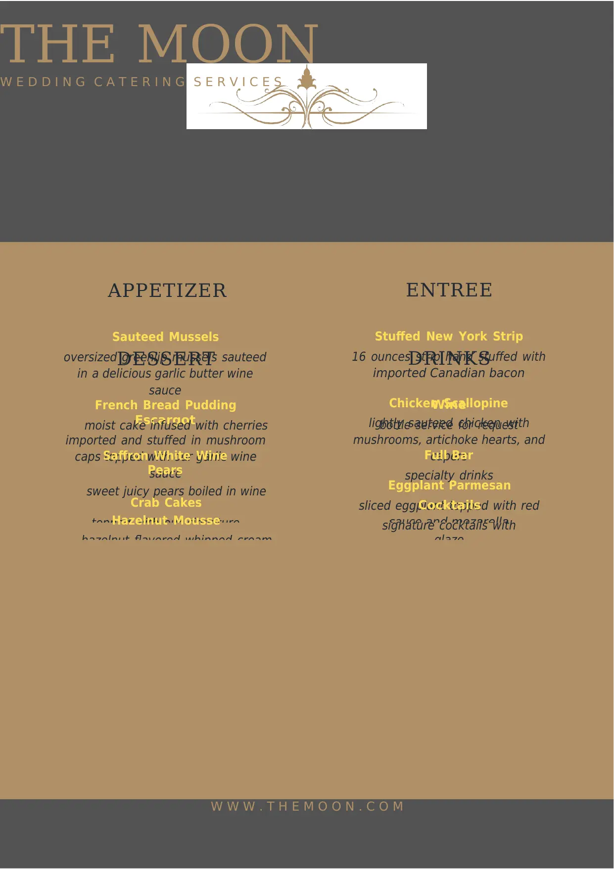 Wedding Catering Menu Template