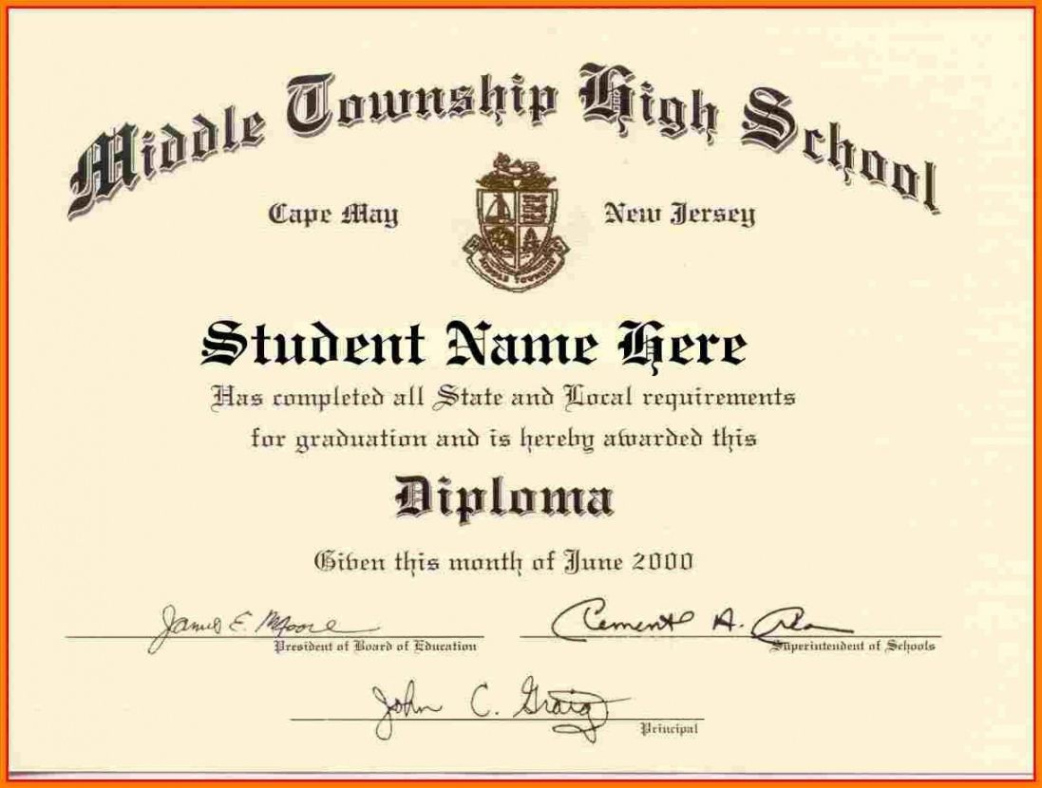 Blank High School Graduation Certificate Template Word