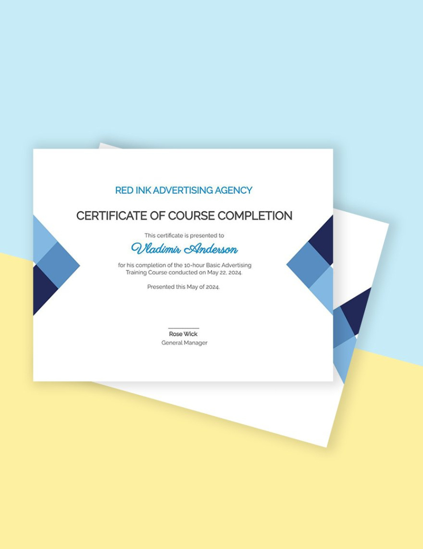 Blank Online Training Certificate Template