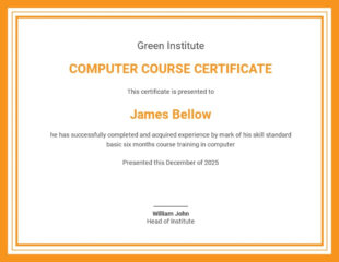 Blank Software Training Certificate Template