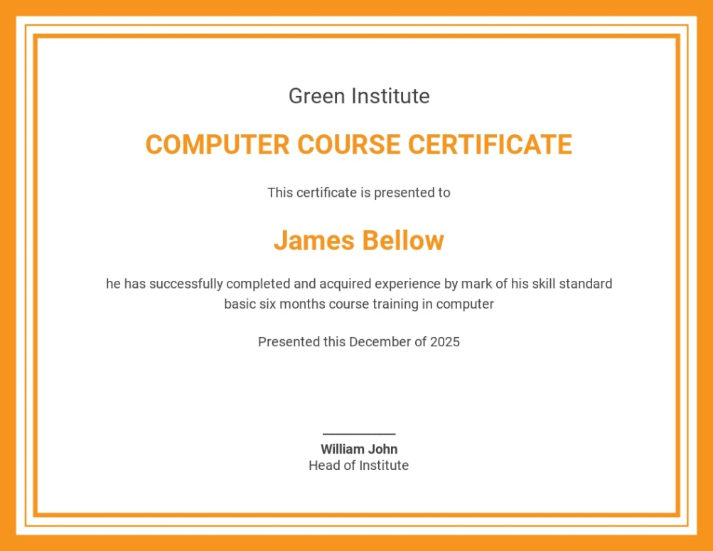 Blank Software Training Certificate Template