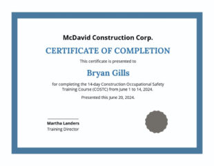 Custom Employee Training Certificate Template Sample