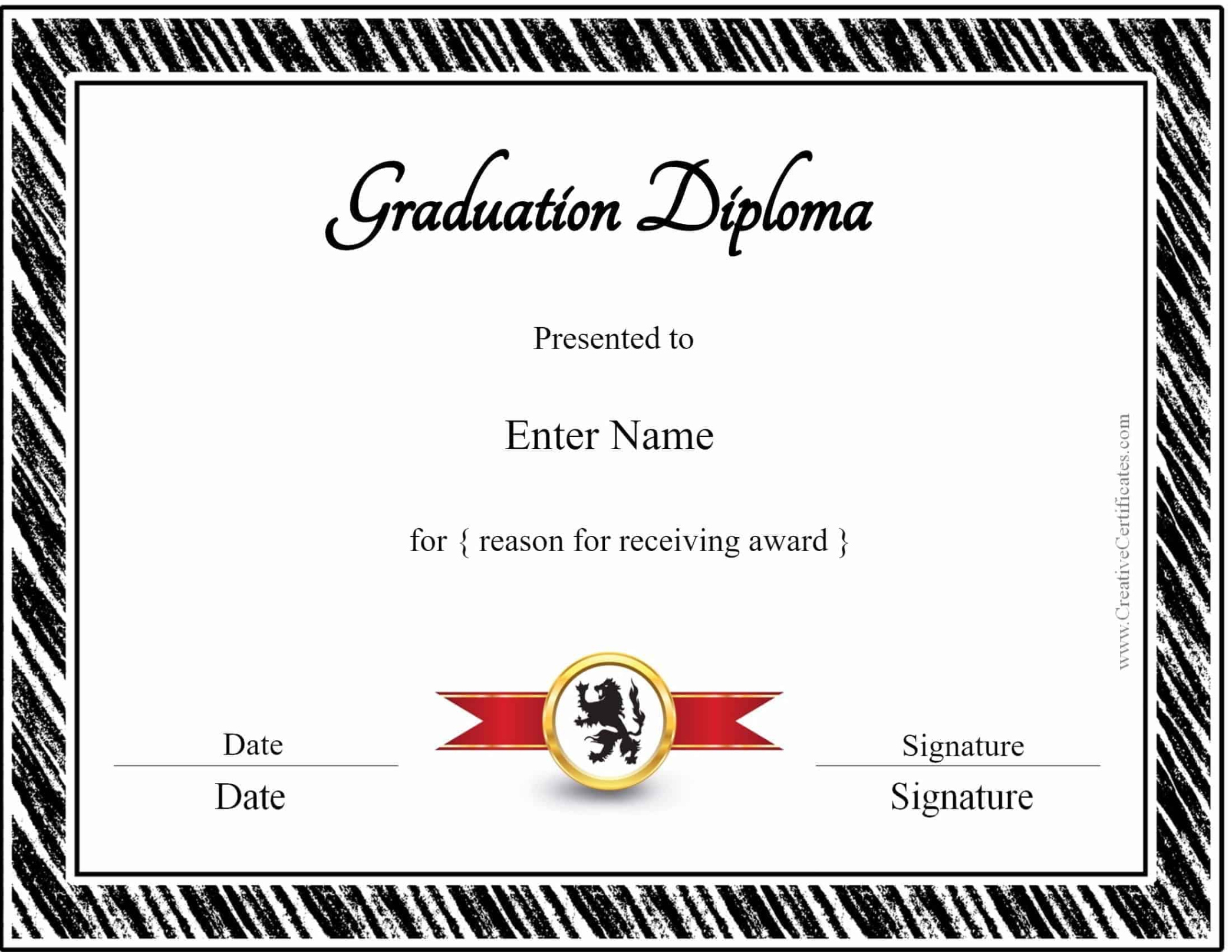 Custom High School Graduation Certificate Template Sample