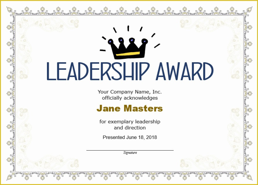 Editable Leadership Training Certificate Template Sample