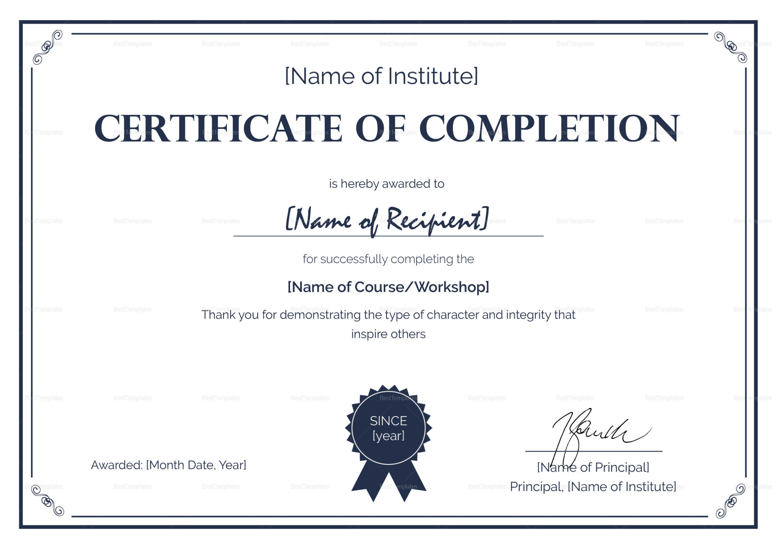 Editable Online Training Certificate Template Doc