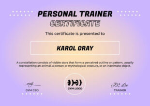 Editable Personal Trainer Certificate Template