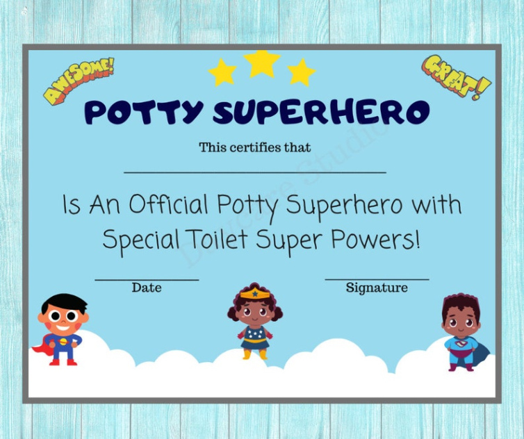 Editable Potty Training Certificate Template