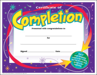 Editable Preschool Certificate Of Completion Template Pdf