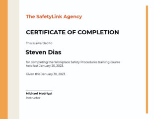 Fire Extinguisher Training Certificate Template Sample