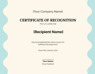 Free Custom Computer Training Certificate Template Doc