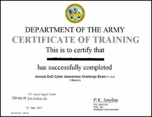 Free Custom Department Of The Army Certificate Of Training Template Pdf