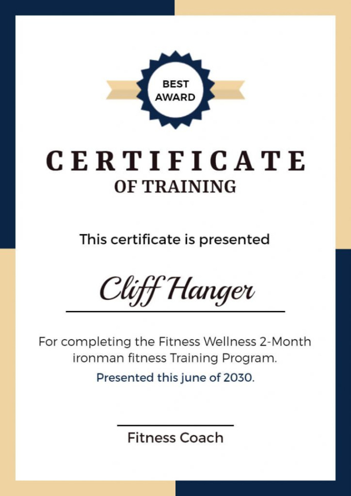 Free Editable Personal Trainer Certificate Template