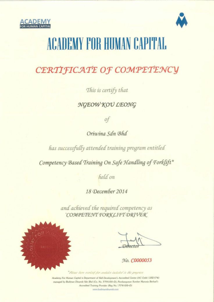 Free  Forklift Truck Training Certificate Template