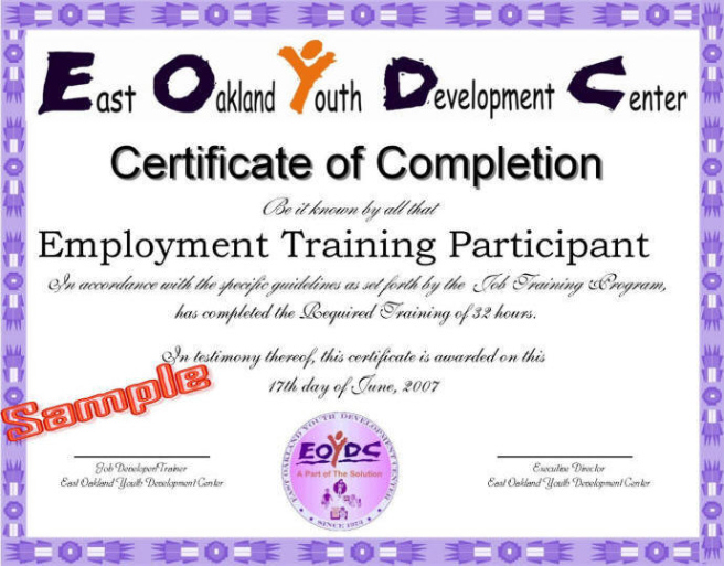 Free  On The Job Training Certificate Template Sample