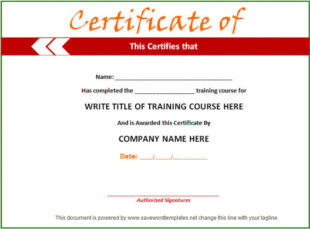 Free Printable Internal Training Certificate Template