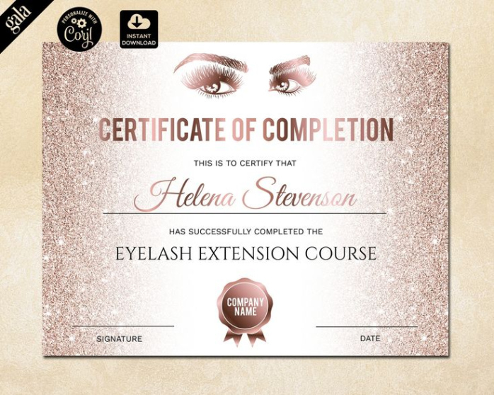 Lash Training Certificate Template Word