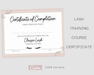 Lash Training Certificate Template Word