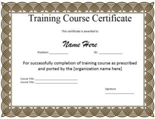 On The Job Training Certificate Template Pdf