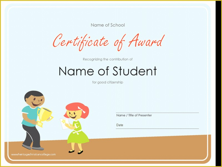 Printable Elementary School Certificate Template