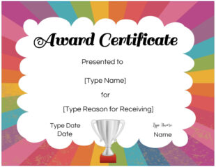 Printable Preschool Certificate Of Completion Template