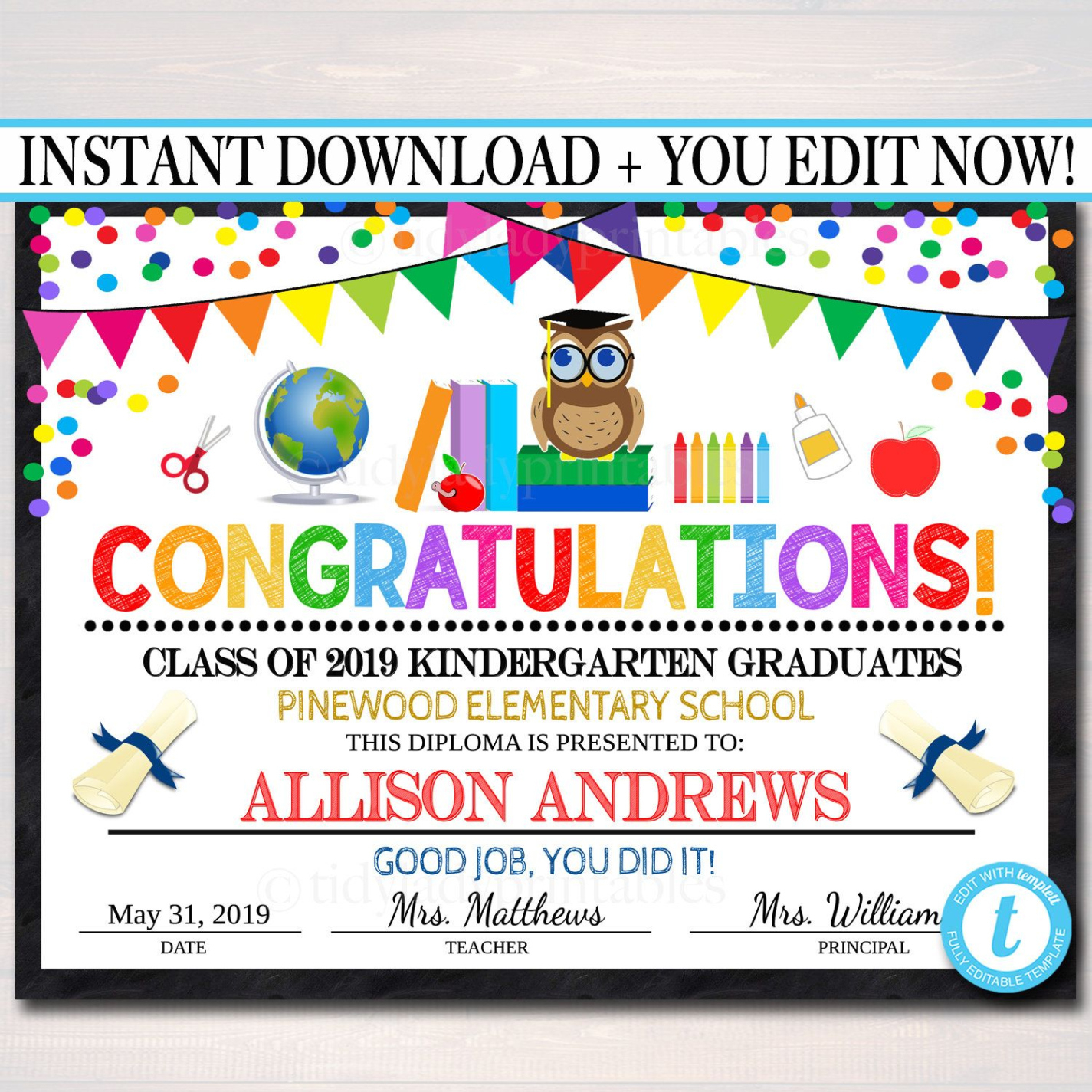 Printable Preschool Certificate Of Completion Template Sample