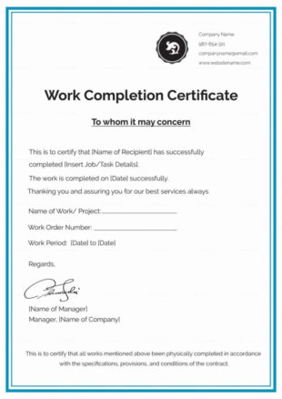 Printable Roofing Certificate Of Completion For Insurance Template Word