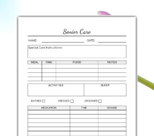 custom caregiver instructions template pdf