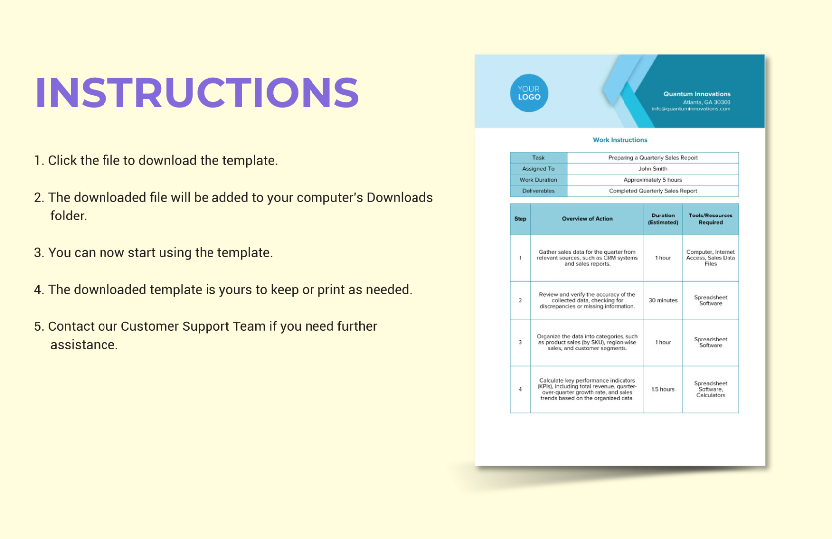 custom maintenance work instruction template  pdf