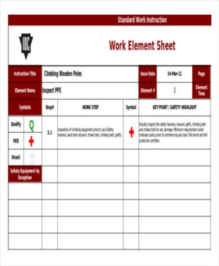 custom step by step work instruction template excel example