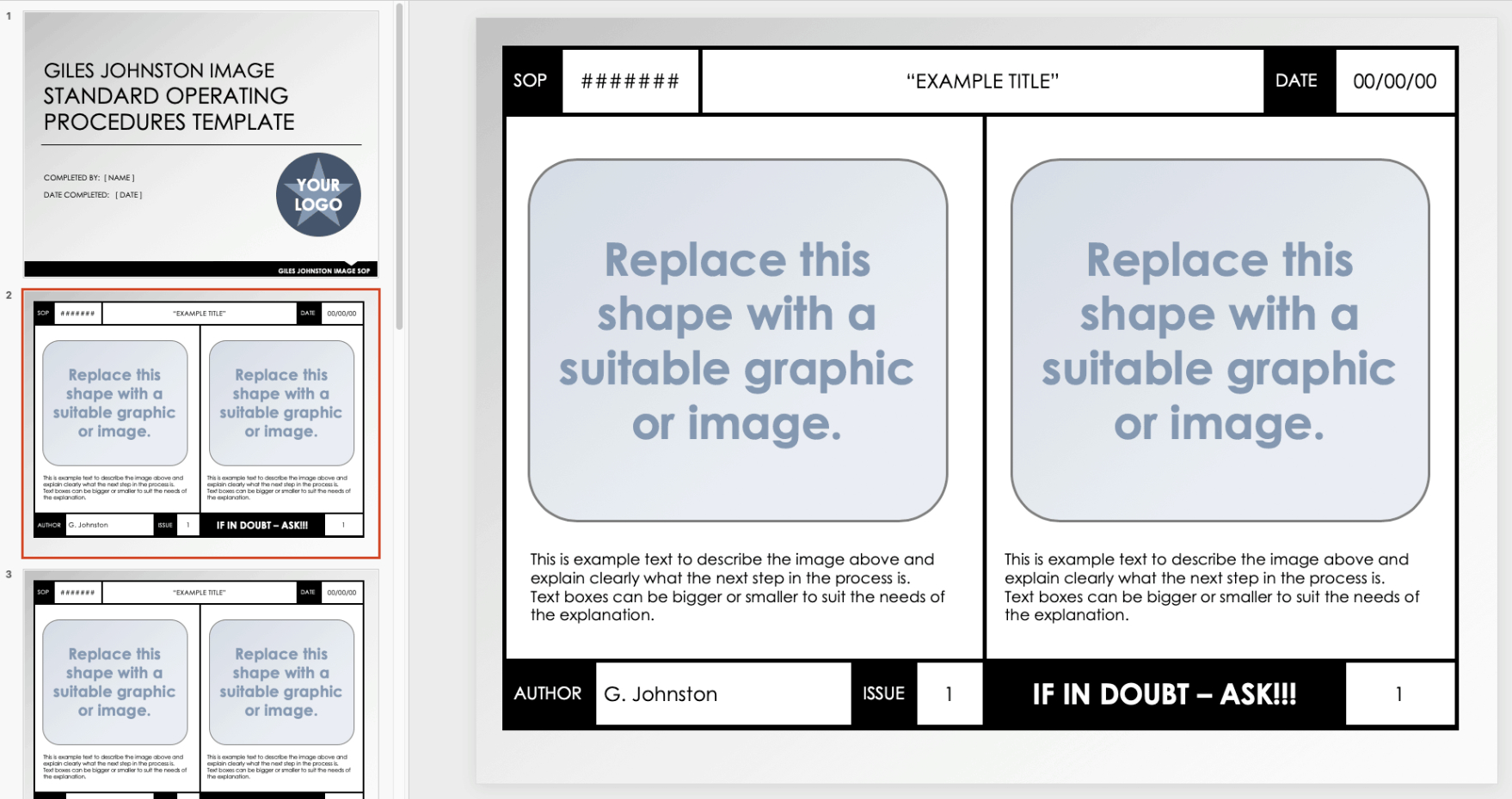 custom visual work instruction template​ doc sample