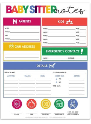 editable babysitter instructions template excel sample