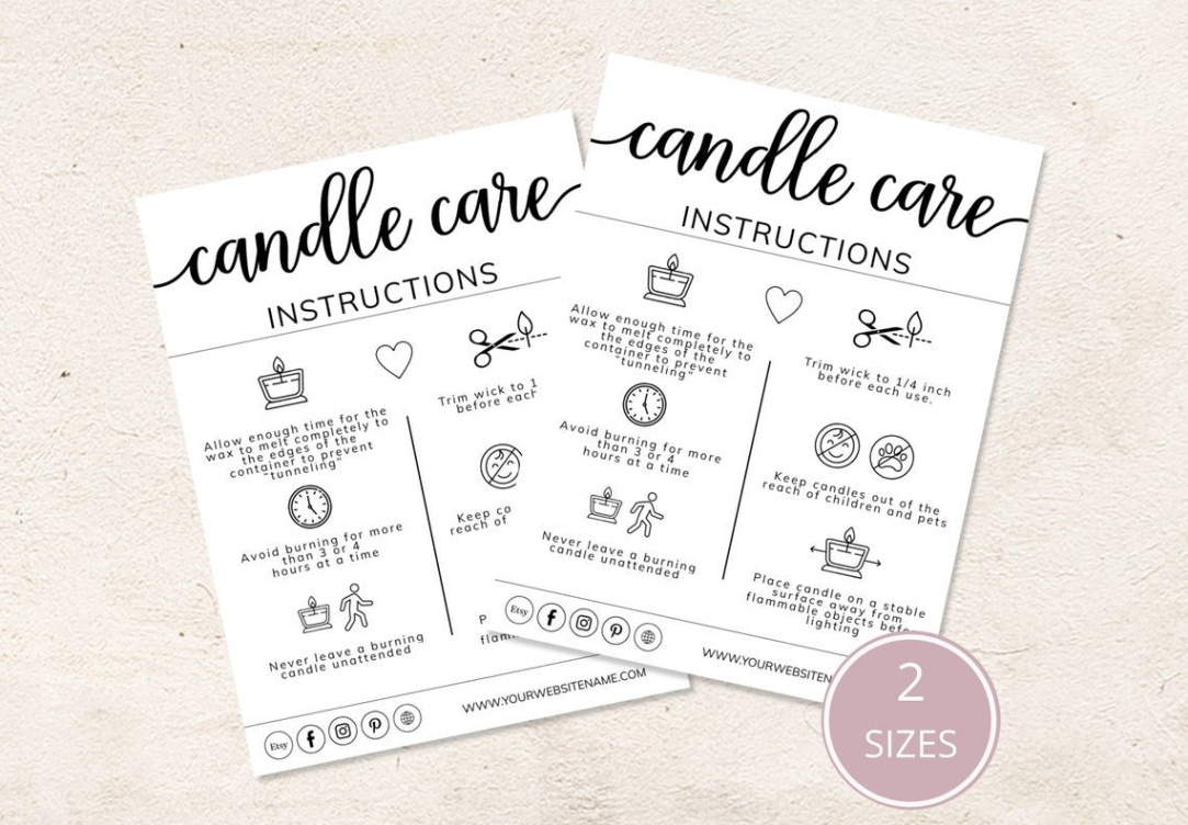 editable candle care instructions template​ excel