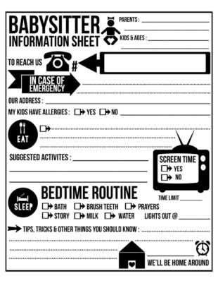 free custom babysitter instructions template pdf sample