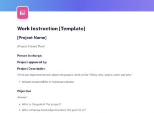 free custom writing work instructions template