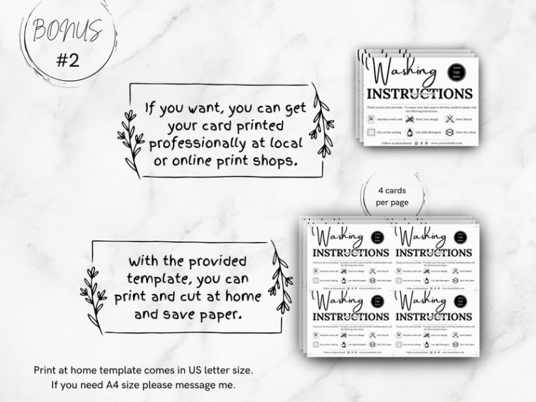 free editable clothing care instructions template