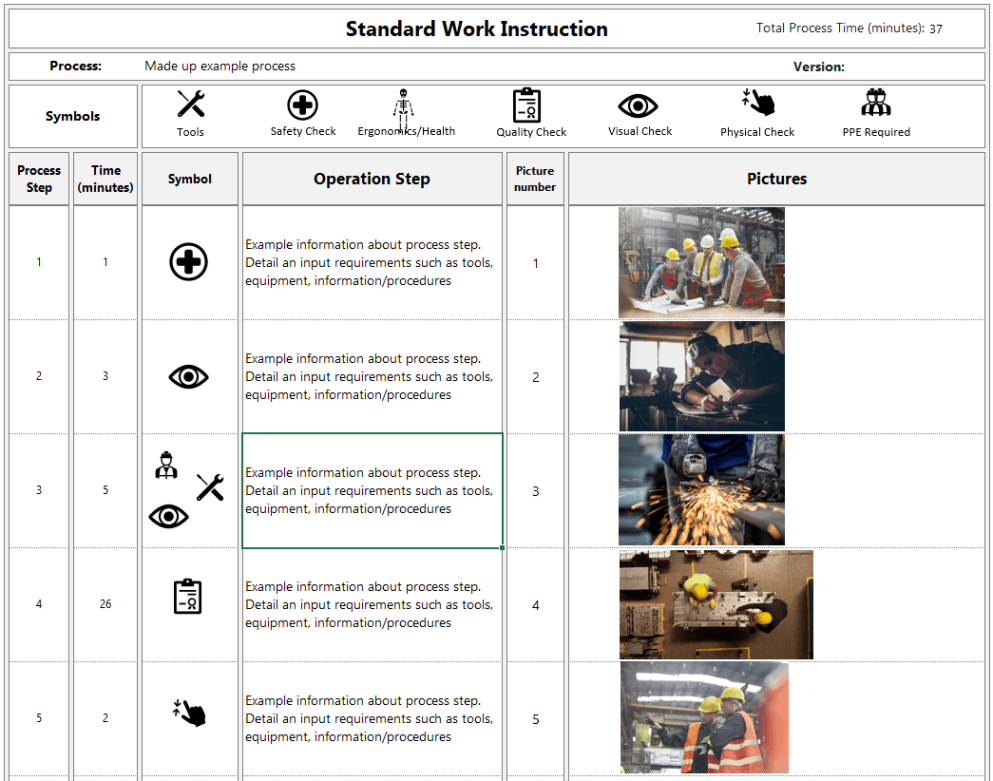 free editable manufacturing assembly instructions template excel example