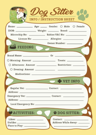 free editable pet care instructions template pdf example