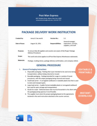 free editable safe work instruction template pdf sample