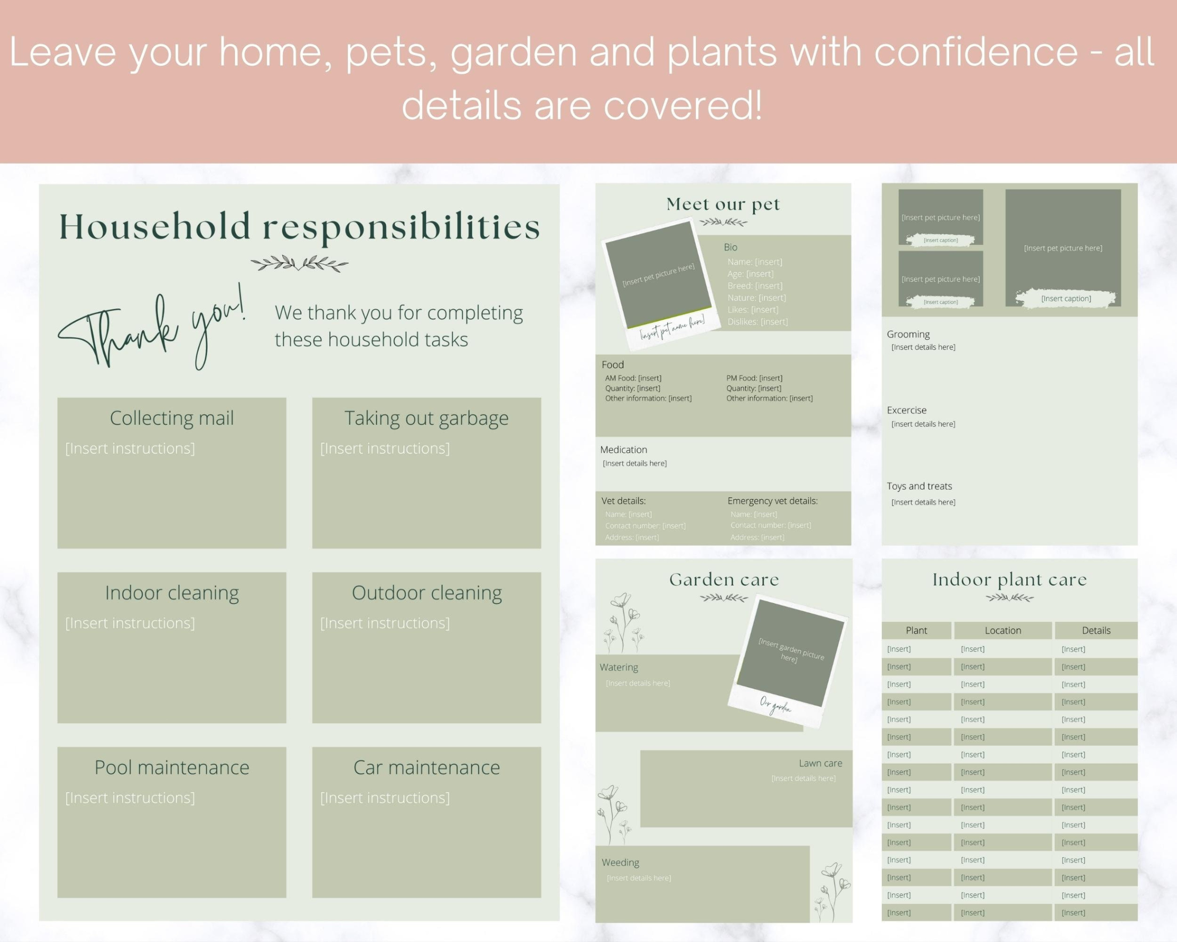 house sitting instructions template  example