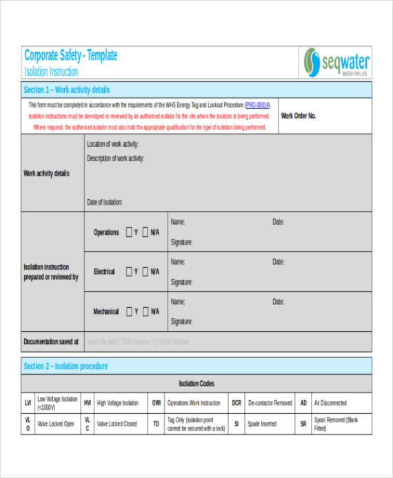 printable it work instruction template excel sample