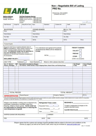 bill of lading instructions template excel sample